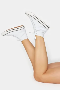 Yours Yours White Canvas High Top Trainers In Wide E Fit