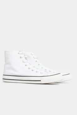 Yours Yours White Canvas High Top Trainers In Wide E Fit