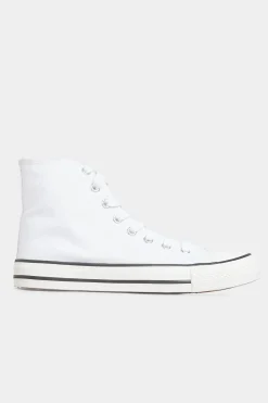 Yours Yours White Canvas High Top Trainers In Wide E Fit