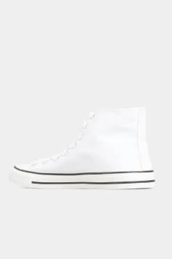Yours Yours White Canvas High Top Trainers In Wide E Fit