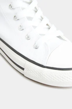Yours Yours White Canvas High Top Trainers In Wide E Fit
