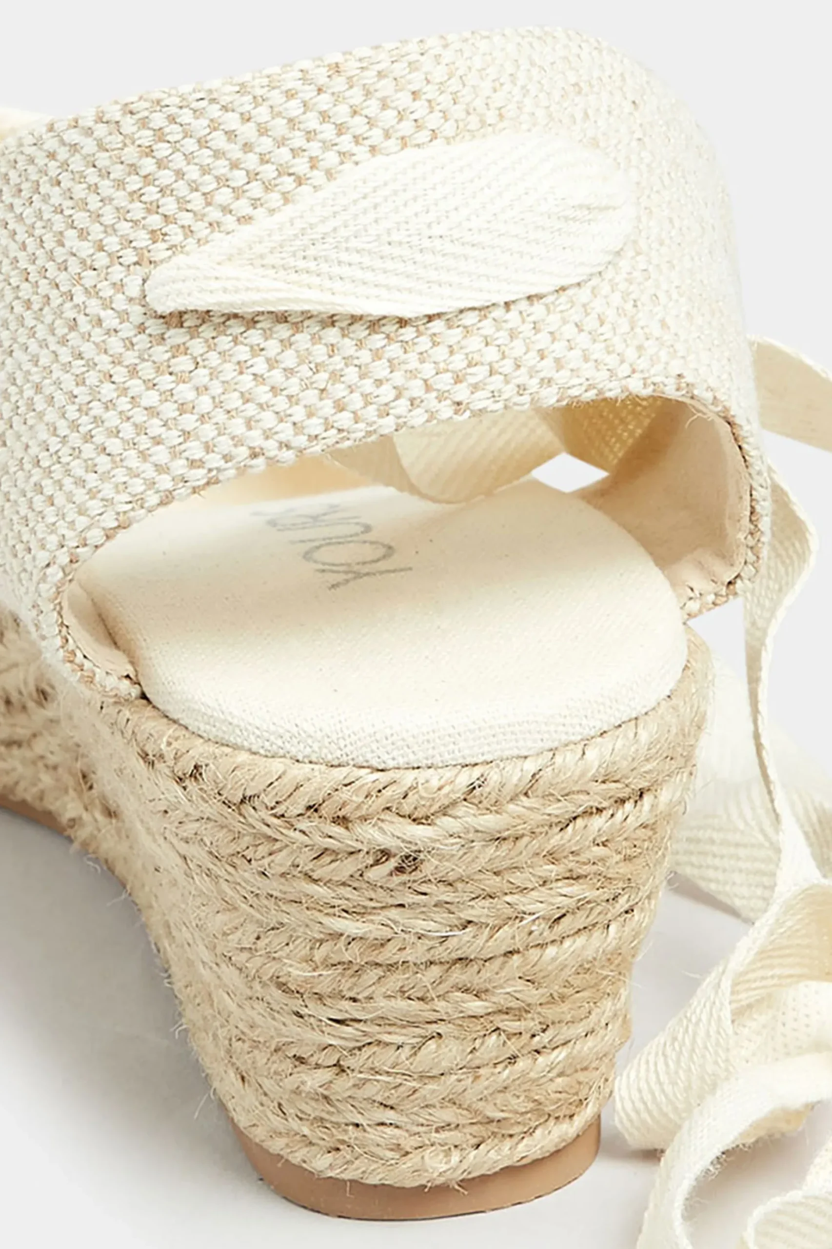 Yours Yours White Crochet Lace Up Espadrille Wedges In Wide E Fit & Extra Wide Eee Fit