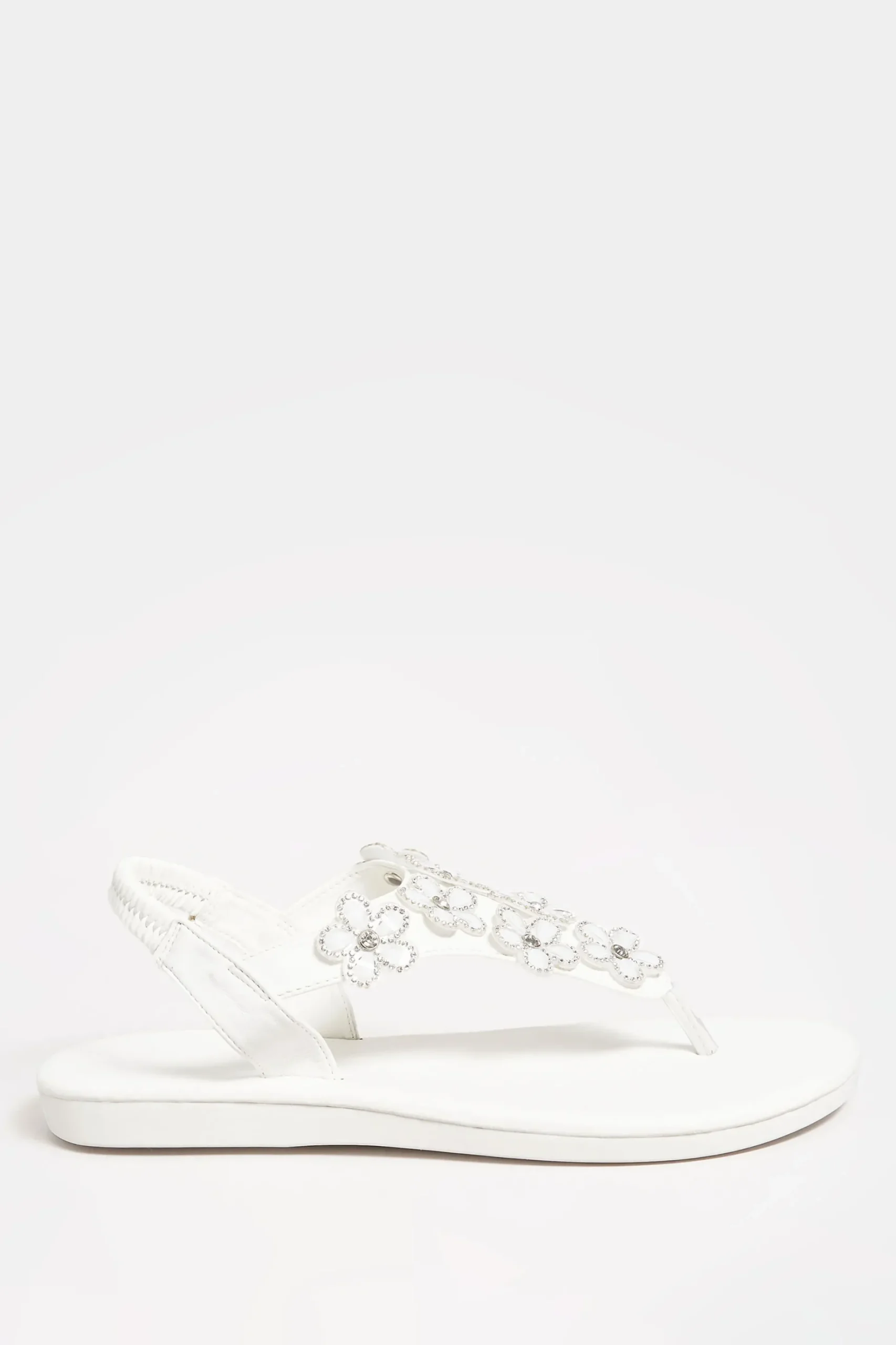 Yours Yours White Diamante Flower Sandals In Wide E Fit & Extra Wide Eee Fit