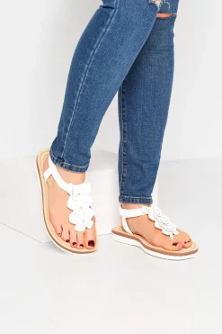 Yours Yours White Diamante Butterfly Sandals In Extra Wide Eee Fit