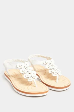 Yours Yours White Diamante Butterfly Sandals In Extra Wide Eee Fit