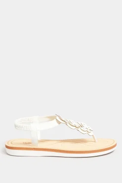 Yours Yours White Diamante Butterfly Sandals In Extra Wide Eee Fit