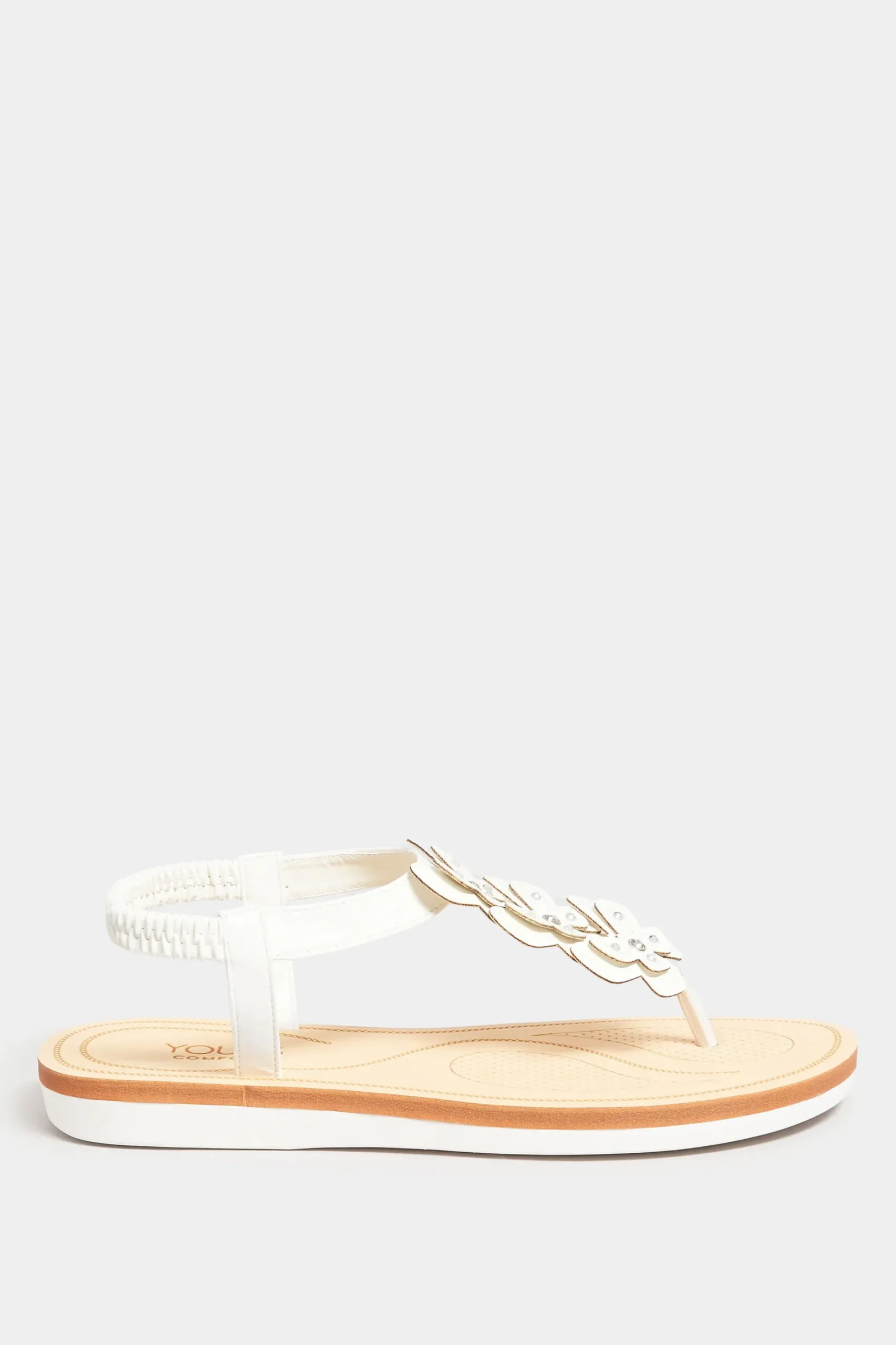 Yours Yours White Diamante Butterfly Sandals In Extra Wide Eee Fit