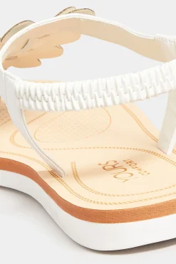 Yours Yours White Diamante Butterfly Sandals In Extra Wide Eee Fit