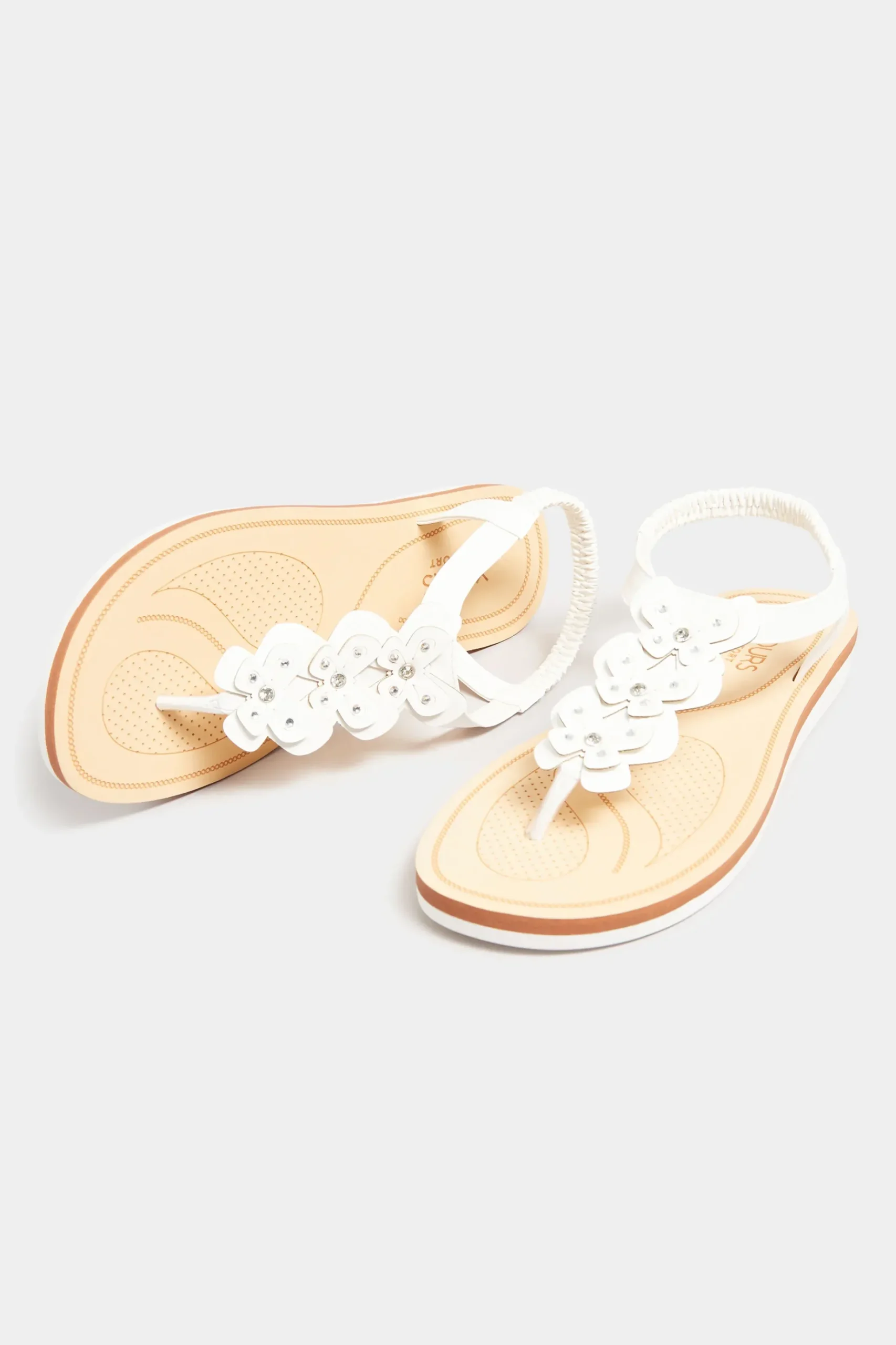 Yours Yours White Diamante Butterfly Sandals In Extra Wide Eee Fit