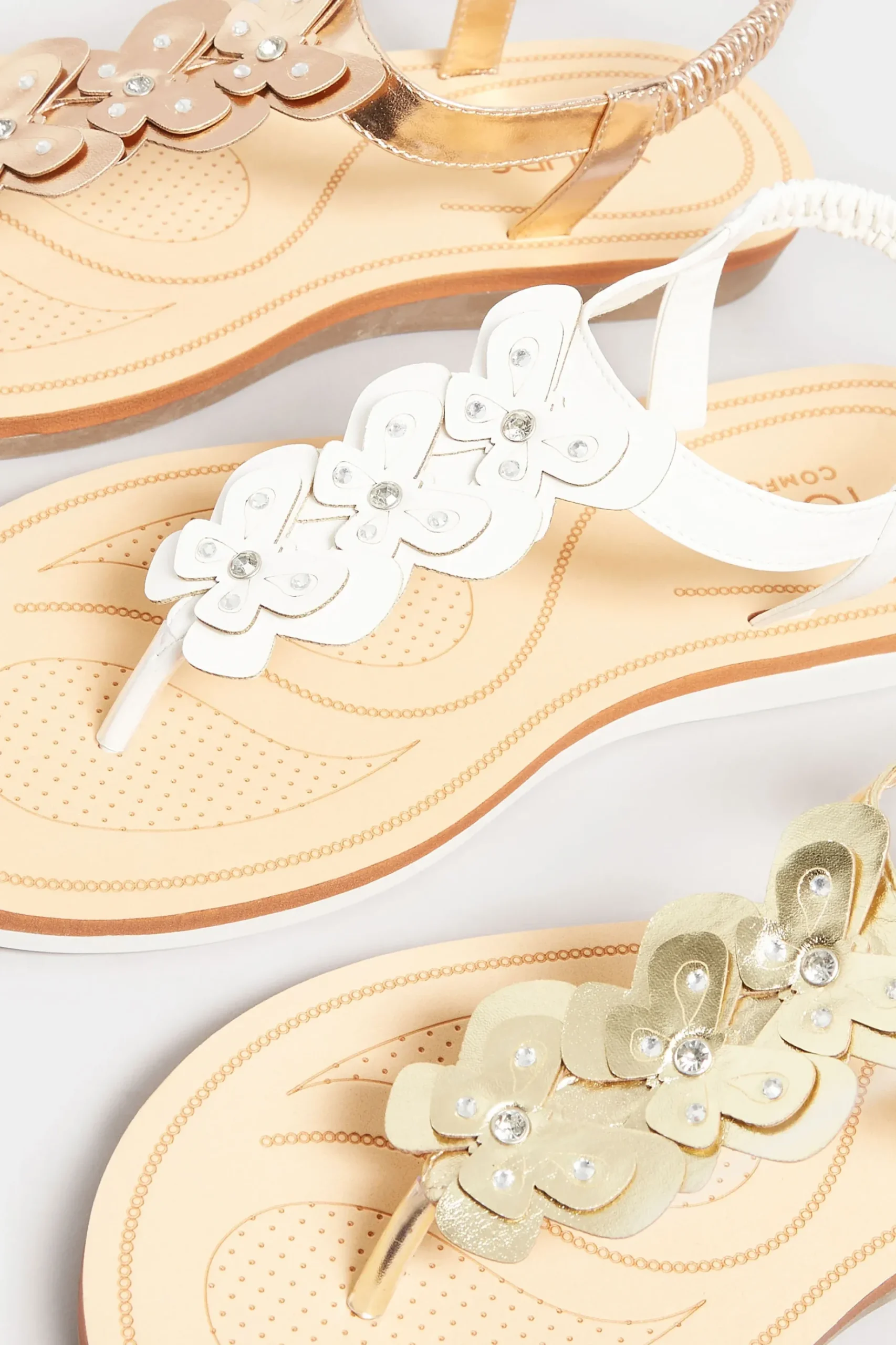 Yours Yours White Diamante Butterfly Sandals In Extra Wide Eee Fit