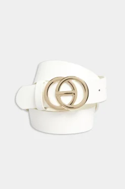 Yours Yours White Double Ring Faux Leather Belt