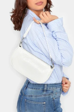Yours Yours White Faux Croc Shoulder Bag
