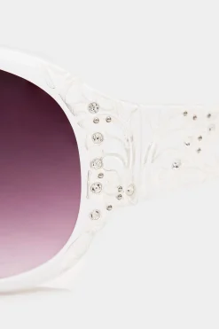 Yours Yours White Filigree Sunglasses