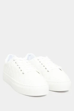 Yours Yours White Quilted Trainers Inextra Wide Eee Fit