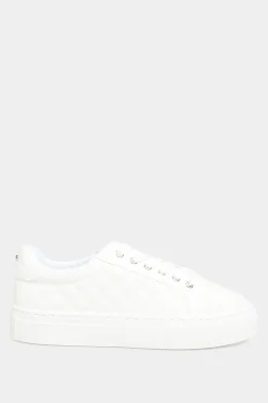 Yours Yours White Quilted Trainers Inextra Wide Eee Fit