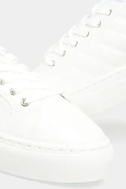 Yours Yours White Quilted Trainers Inextra Wide Eee Fit