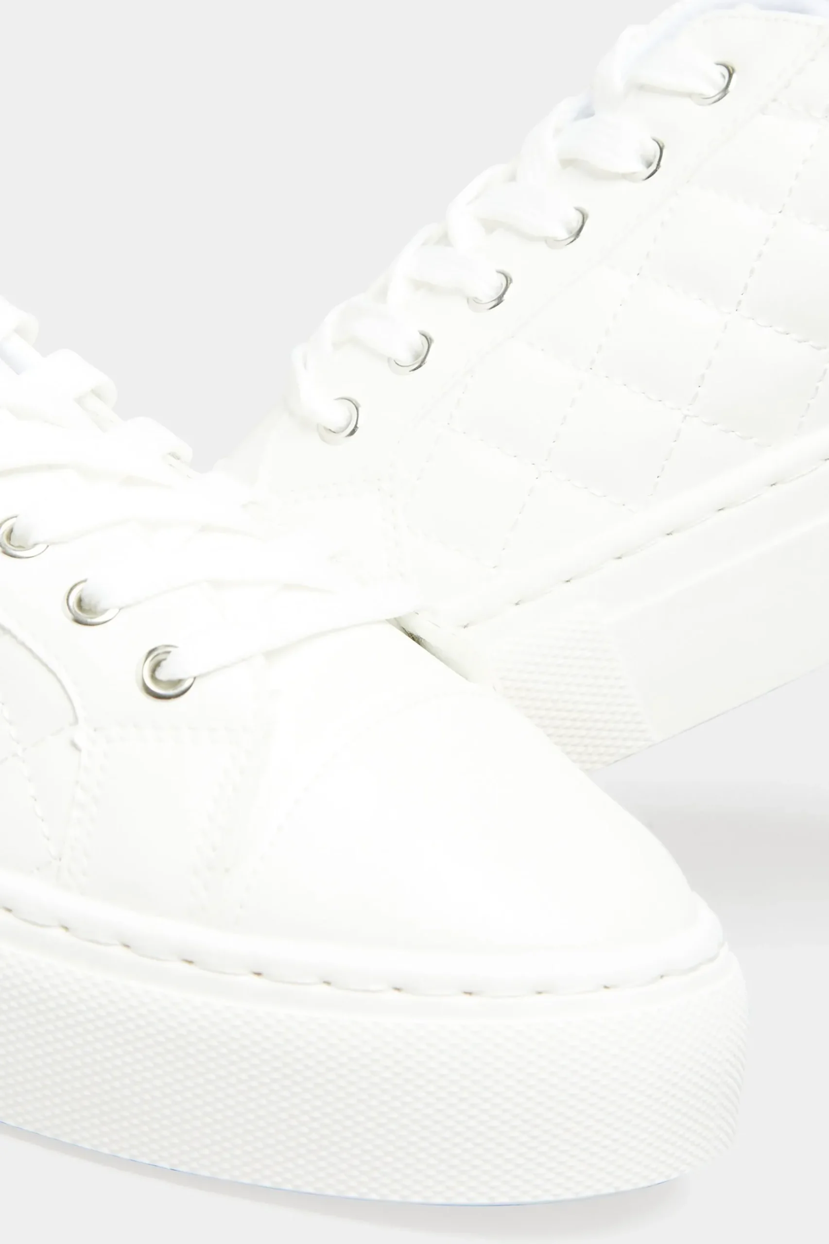 Yours Yours White Quilted Trainers Inextra Wide Eee Fit