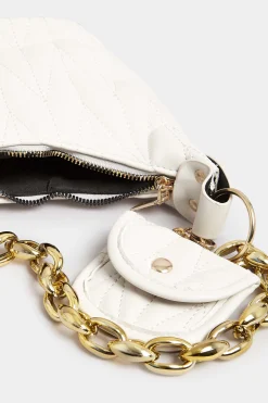 Yours Yours White Quilted Multi Pocket Chunky Chain Bag