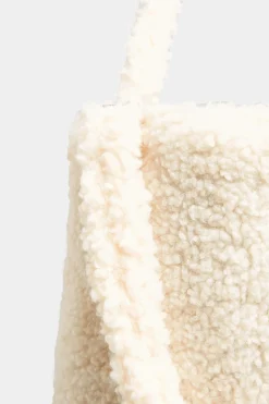 Yours Yours White Shearling Teddy Tote Bag