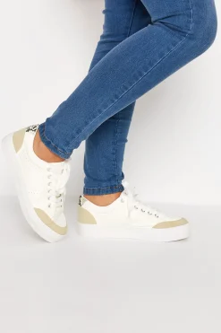 Yours Yours White Snake Print Trainers In Wide E Fit