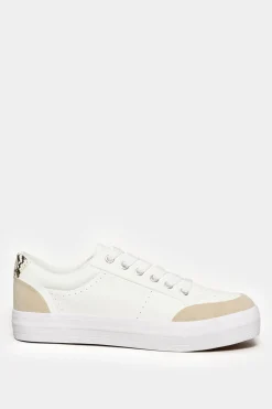 Yours Yours White Snake Print Trainers In Wide E Fit
