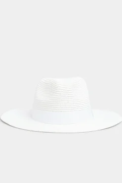 Yours Yours White Straw Fedora Hat