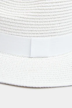Yours Yours White Straw Fedora Hat