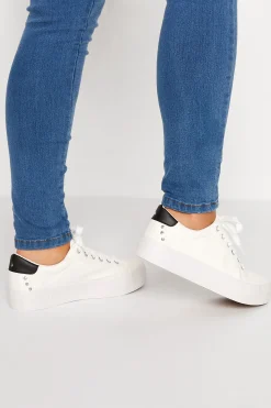 Yours Yours White Studded Detail Trainers In Wide E Fit