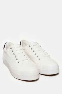 Yours Yours White Studded Detail Trainers In Wide E Fit