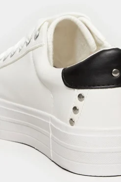 Yours Yours White Studded Detail Trainers In Wide E Fit