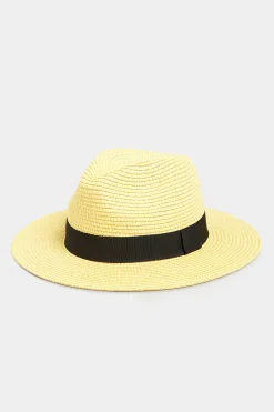 Yours Yours Yellow Straw Fedora Hat