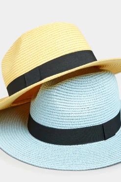 Yours Yours Yellow Straw Fedora Hat