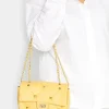 Yours Yours Yellow Studded Quilted Chain Bag
